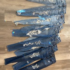 Six pairs of American Eagle / Hollister skinny jeans